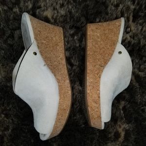 UGG Cream Dominique slip on suede wedge sandals